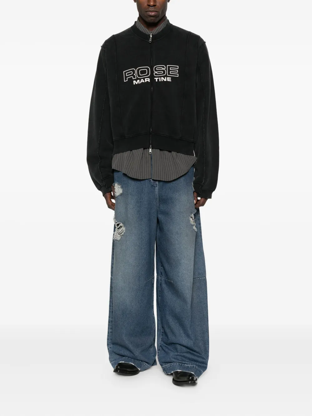 Martine Rose zip-up logo-print sweatshirt - Zwart