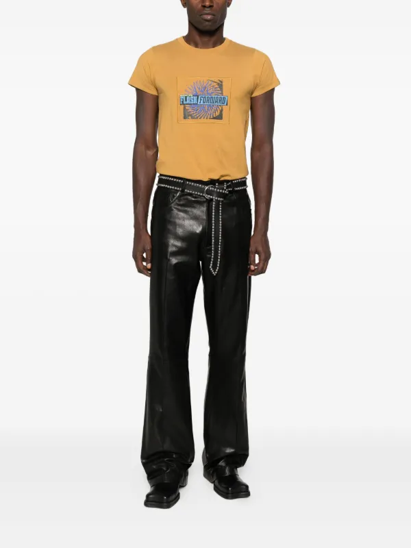 Martine Rose Shrunken graphic-print T-shirt | Brown | FARFETCH ZA