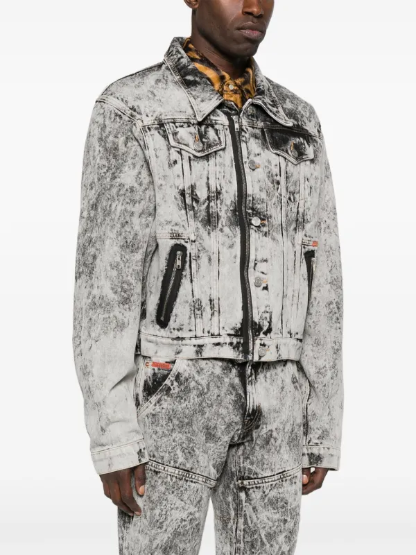 Martine Rose zip-front Washed Denim Jacket | Grey | FARFETCH