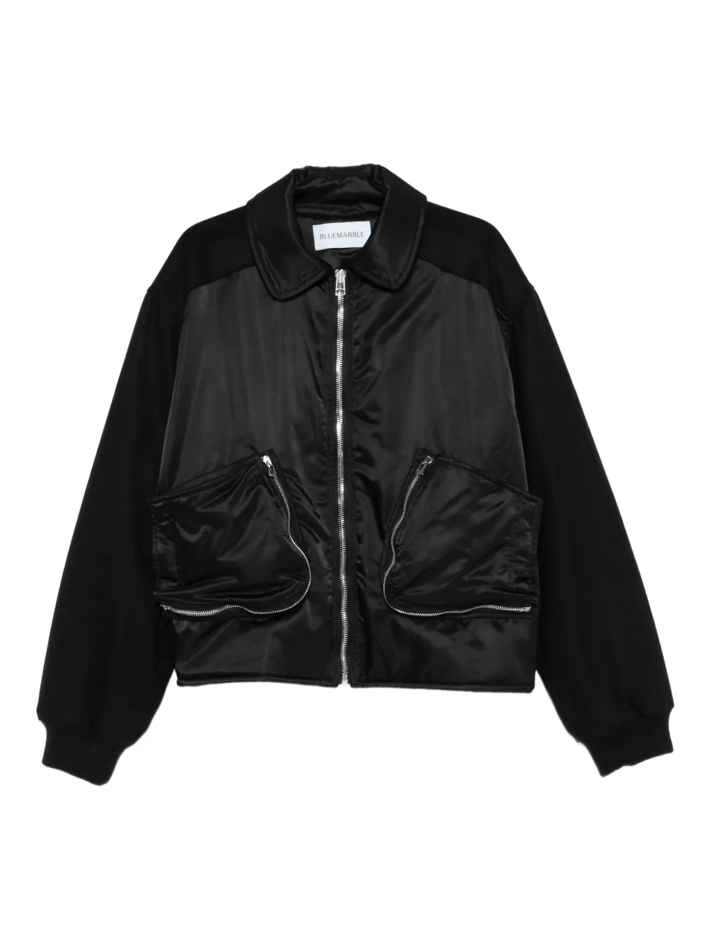 BLUEMARBLE zip-front wool-sleeve bomber jacket | Black | Image 1