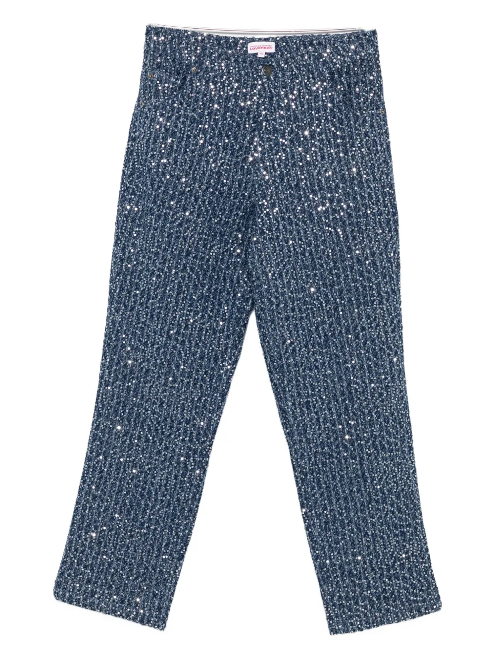 Charles Jeffrey Loverboy Straight Trousers With Sequin Embellishments And Pockets In Blue