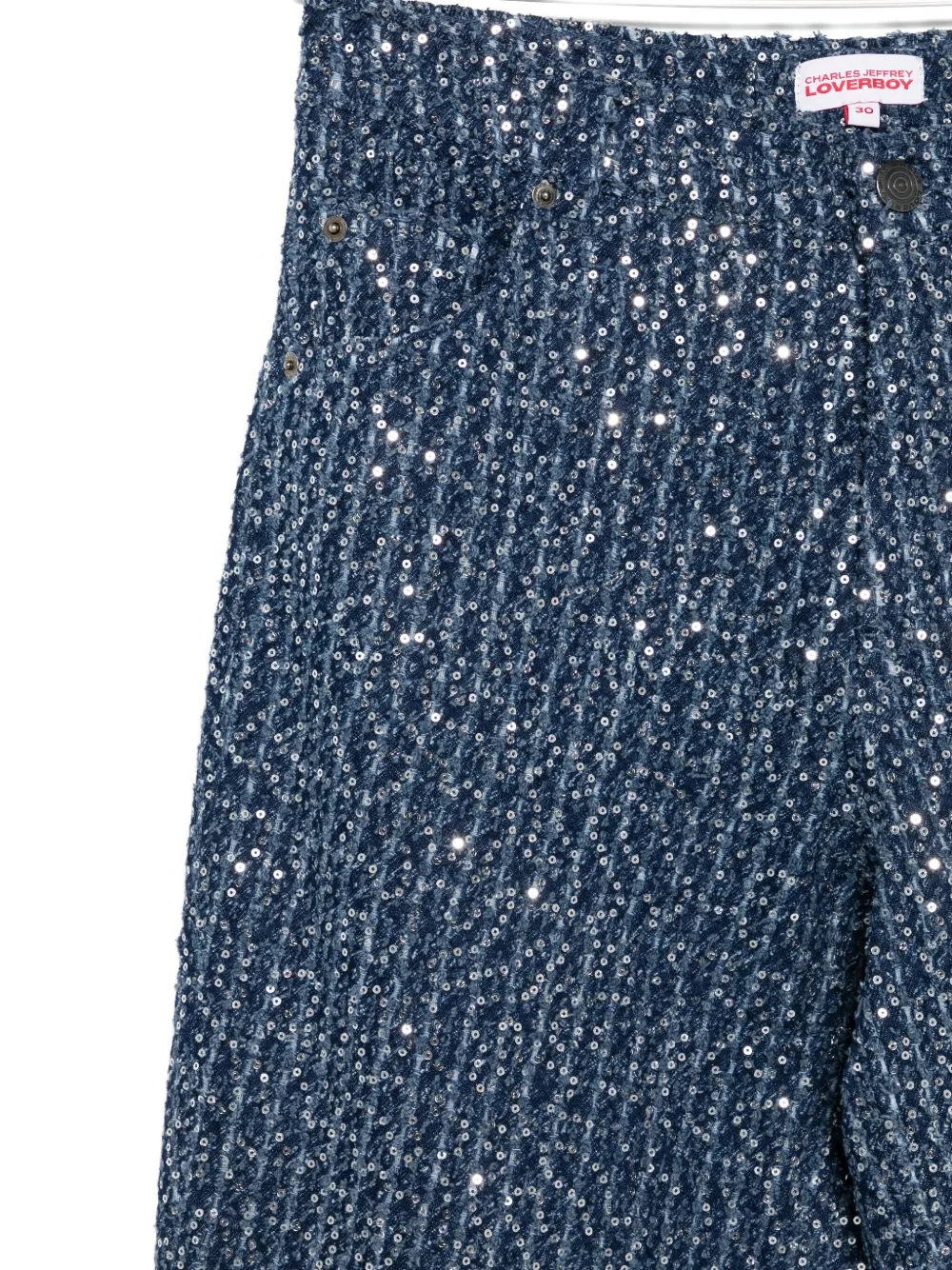 Charles Jeffrey Loverboy Straight Trousers With Sequin Embellishments And Pockets In Blue