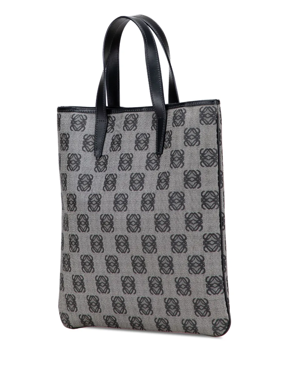 Pre-owned Loewe 2010 Anagram Coated Canvas Tote Bag In Gray