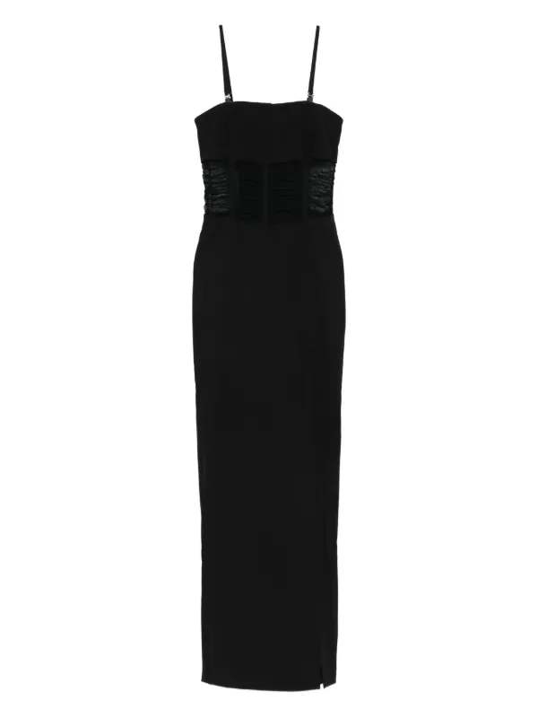 Patrizia Pepe Robe Longue à Empiècement En Mesh Noir FARFETCH FR
