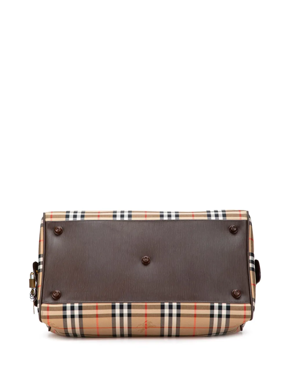 Pre-owned Burberry 20th Century Haymarket Check Canvas Travel Bag In Brown