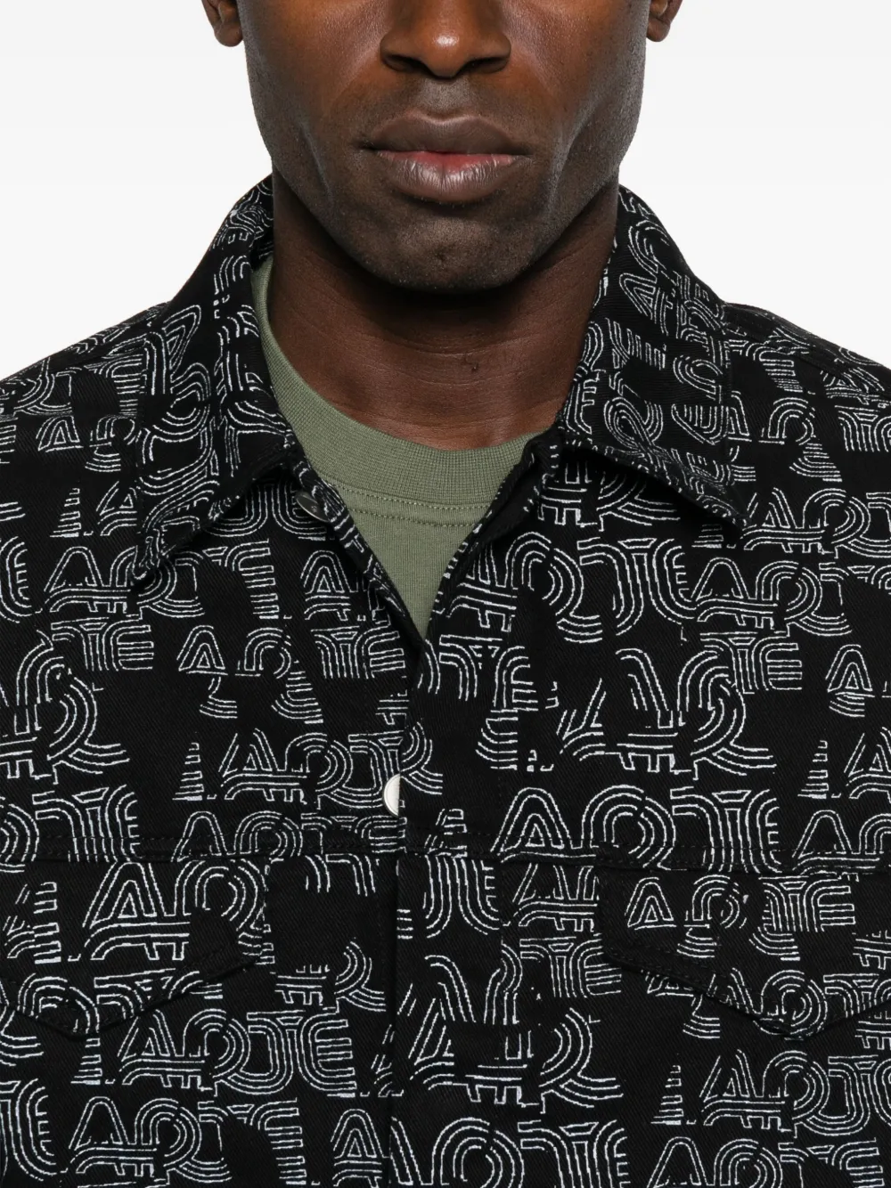 Arte Antwerp Graphic-print Denim Jacket In Black