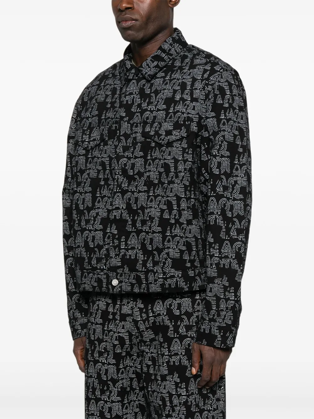 Arte Antwerp Graphic-print Denim Jacket In Black