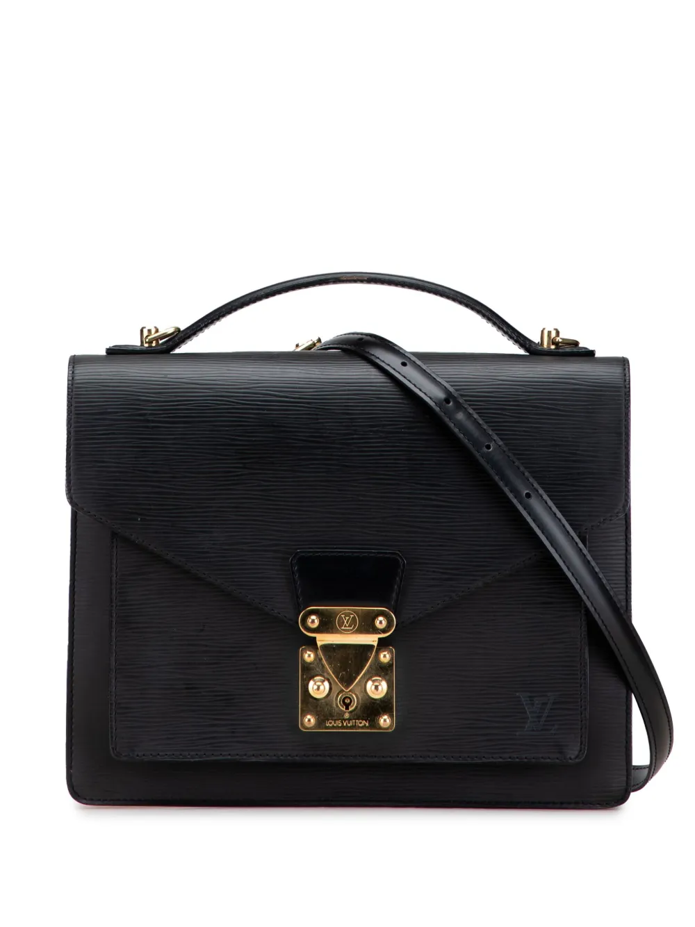 Pre-owned Louis Vuitton 2001 Epi Monceau 28 Satchel In Black