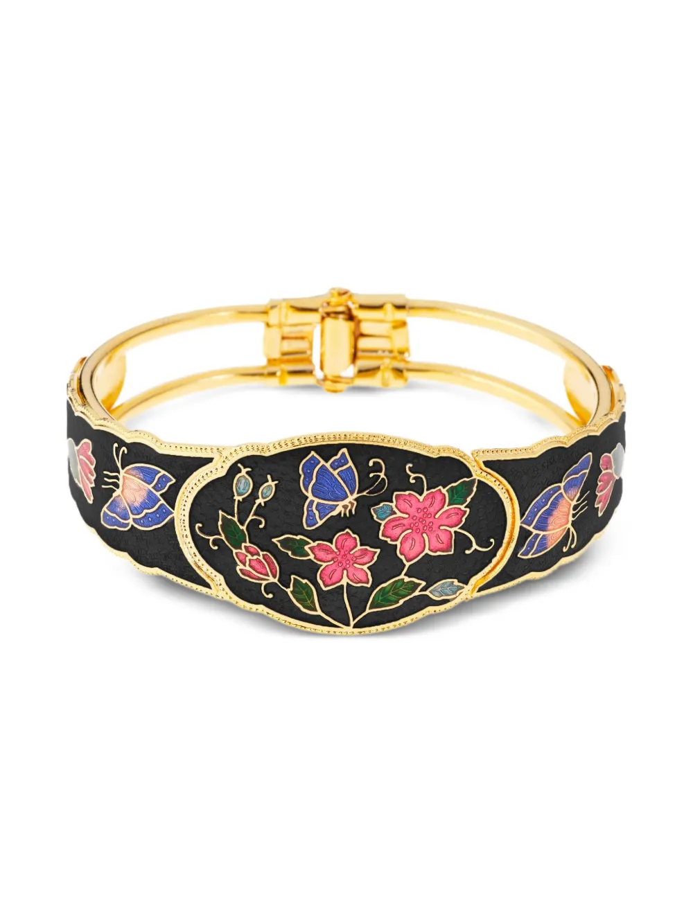 Susan Caplan Vintage 1980s Cloisonné ブレスレット - ブラック Susan Caplan Vintage 1980s Cloisonné ブレスレット - ブラック