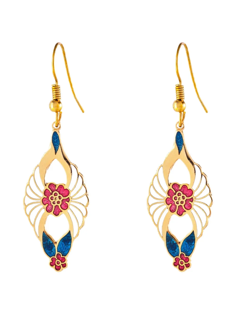 Pre-owned Susan Caplan Vintage 1980s Cloisonné Flower Earrings In White