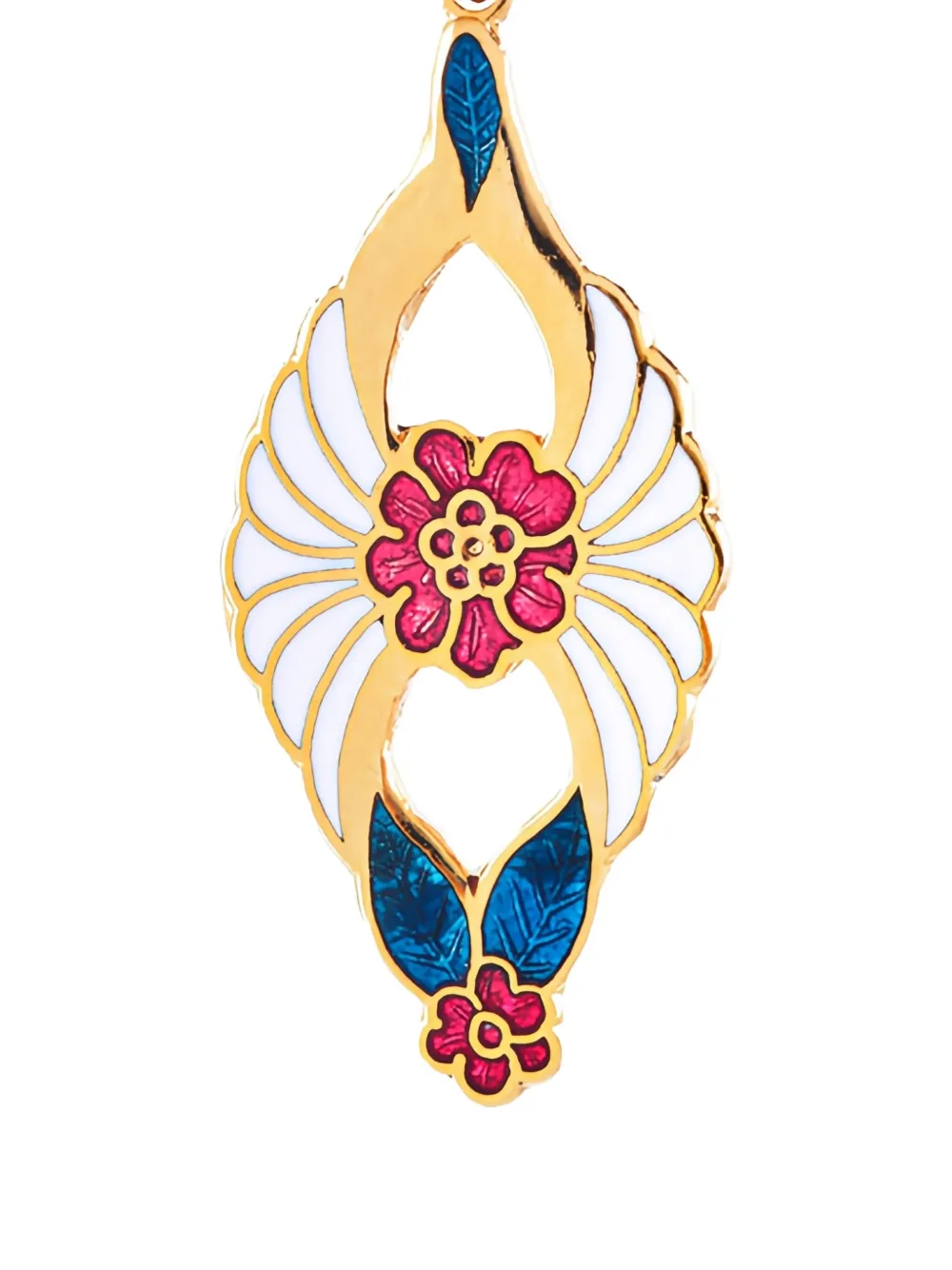 Pre-owned Susan Caplan Vintage 1980s Cloisonné Flower Earrings In White