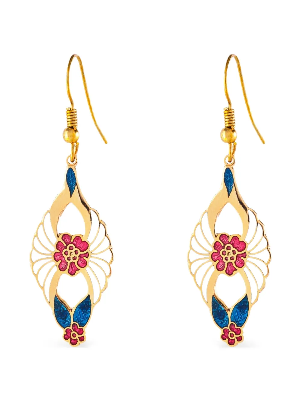 Susan Caplan Vintage 1980s Cloisonné flower earrings | White | Image 1