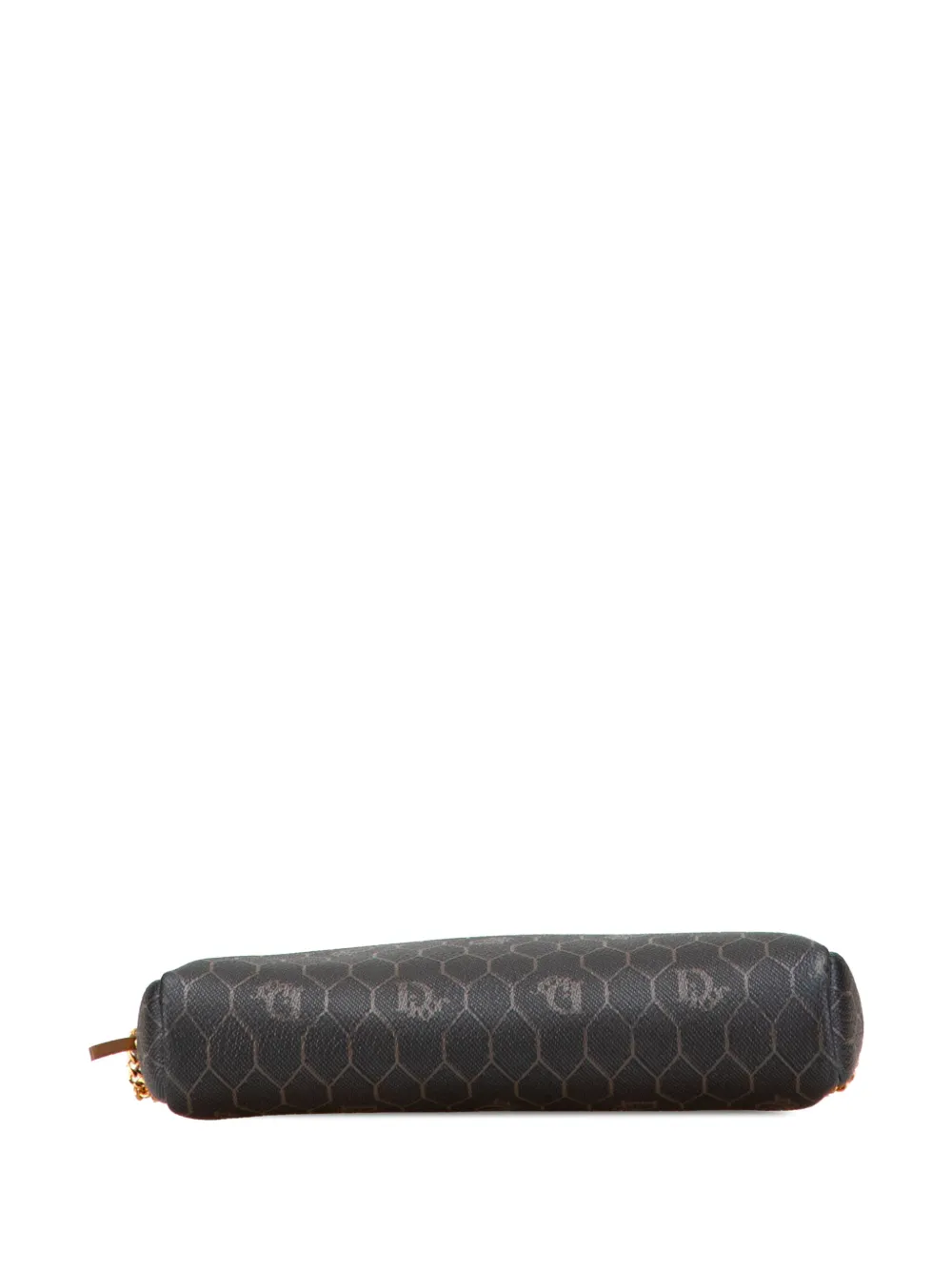 Pre-owned Dior 20th Century Honeycomb Coated Canvas Chain Crossbody Bag In Black