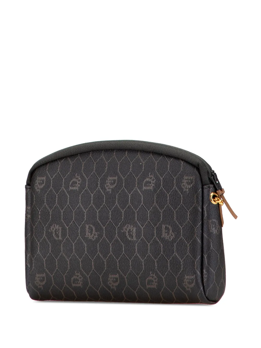 Pre-owned Dior 20th Century Honeycomb Coated Canvas Chain Crossbody Bag In Black