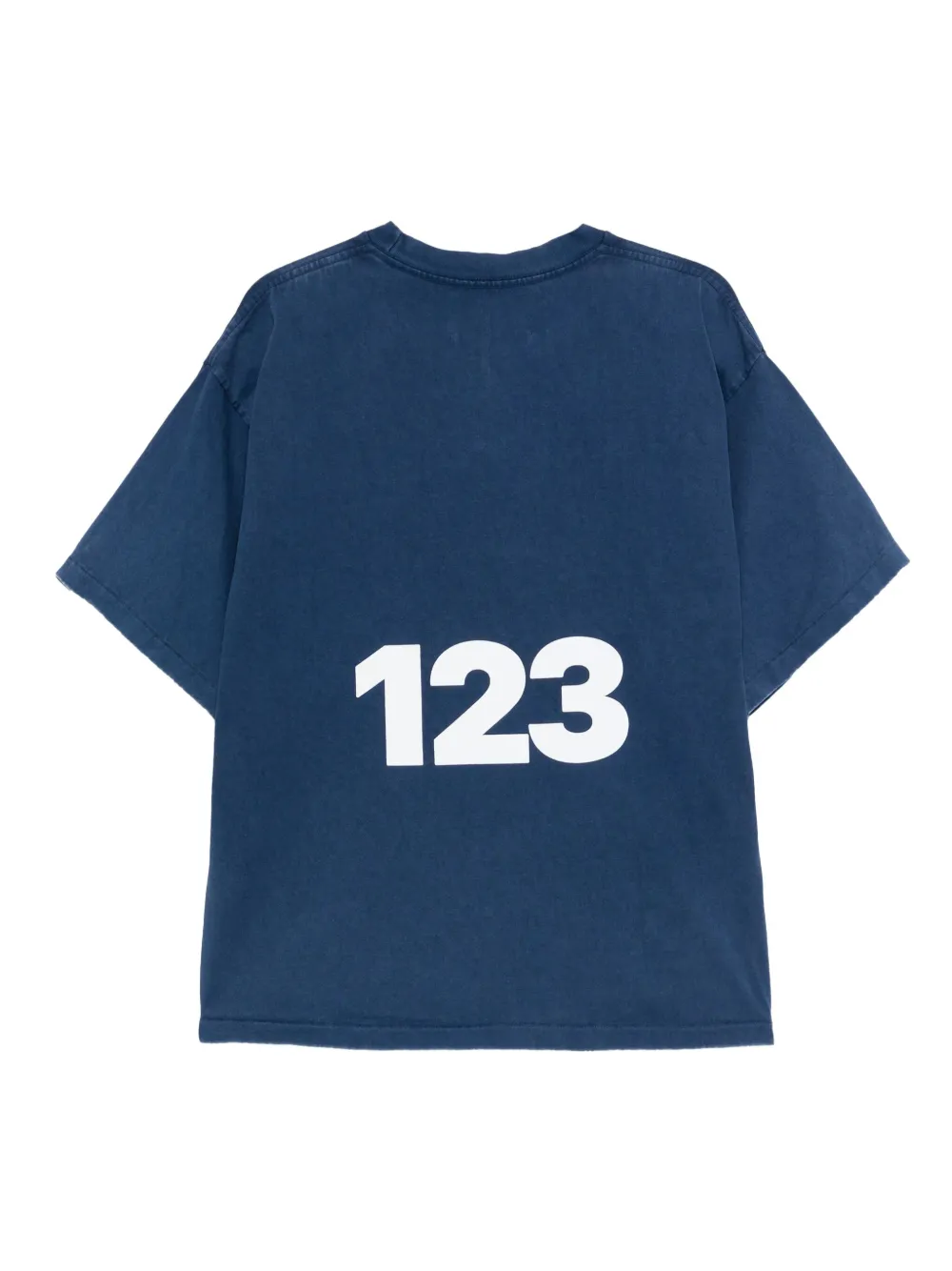 RRR123 logo-print T-shirt - Blauw