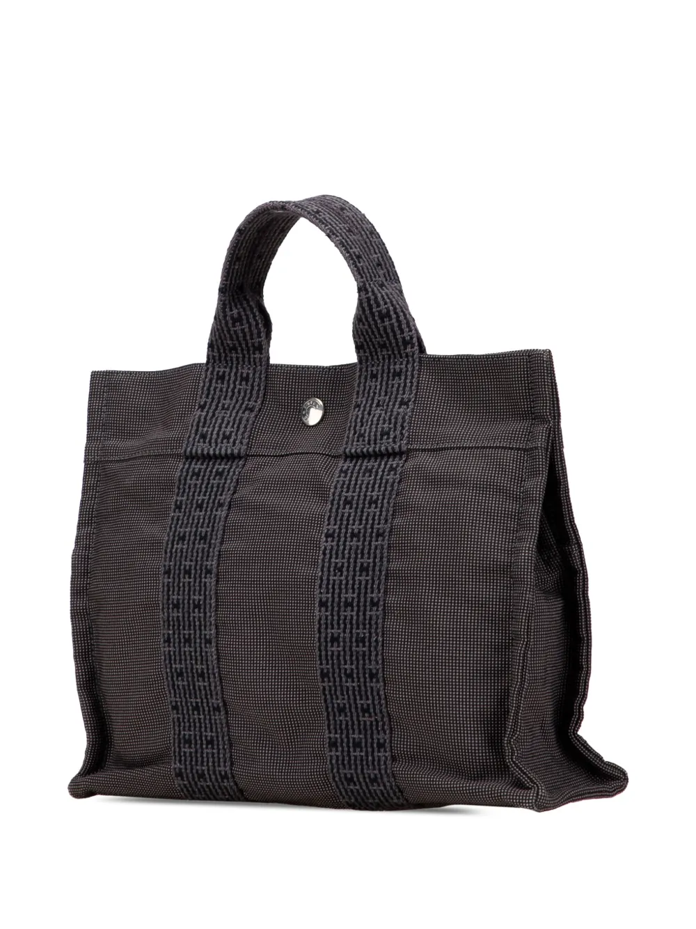Pre-owned Hermes 1990-2010 Canvas Herline Pm Tote Bag In Gray