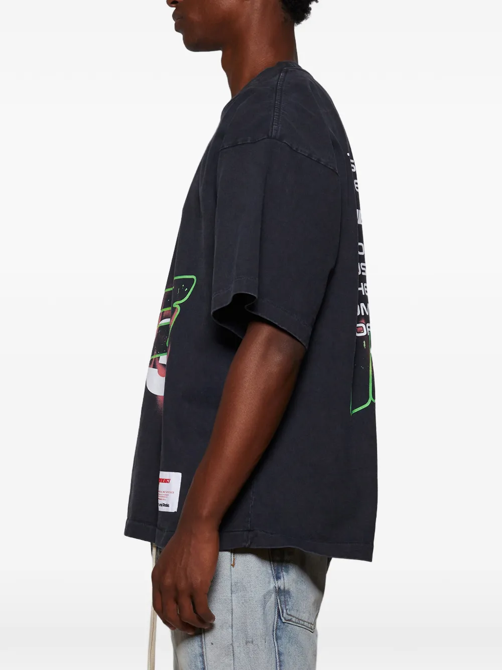 RRR123 T-shirt met grafische print Zwart