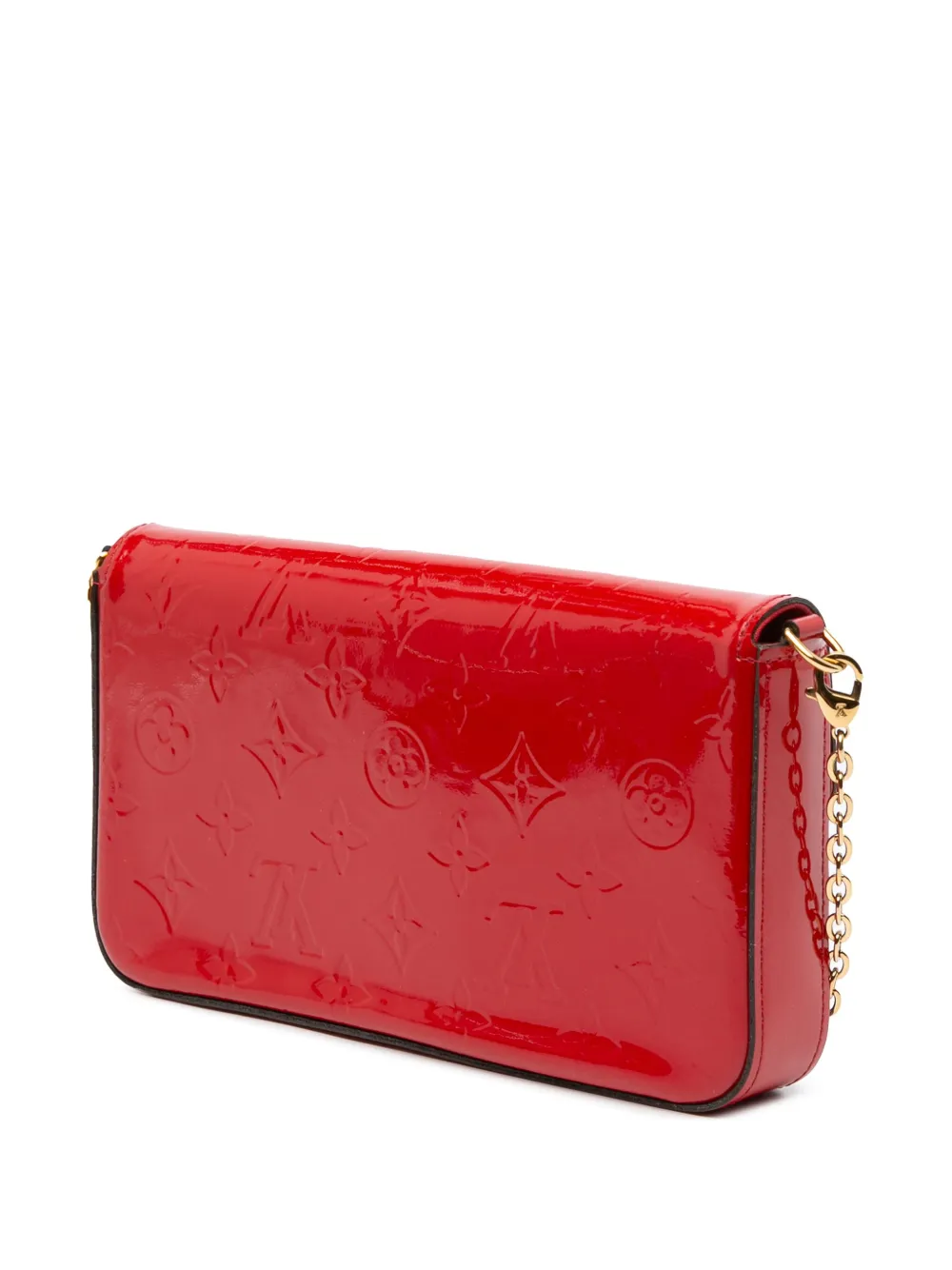 Pre-owned Louis Vuitton 2016 Monogram Vernis Pochette Felicie Crossbody Bag In Red