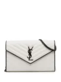 Saint Laurent Pre-Owned 2017 Grain De Poudre Matelasse Chevron Monogram Chain Wallet crossbody bag - White
