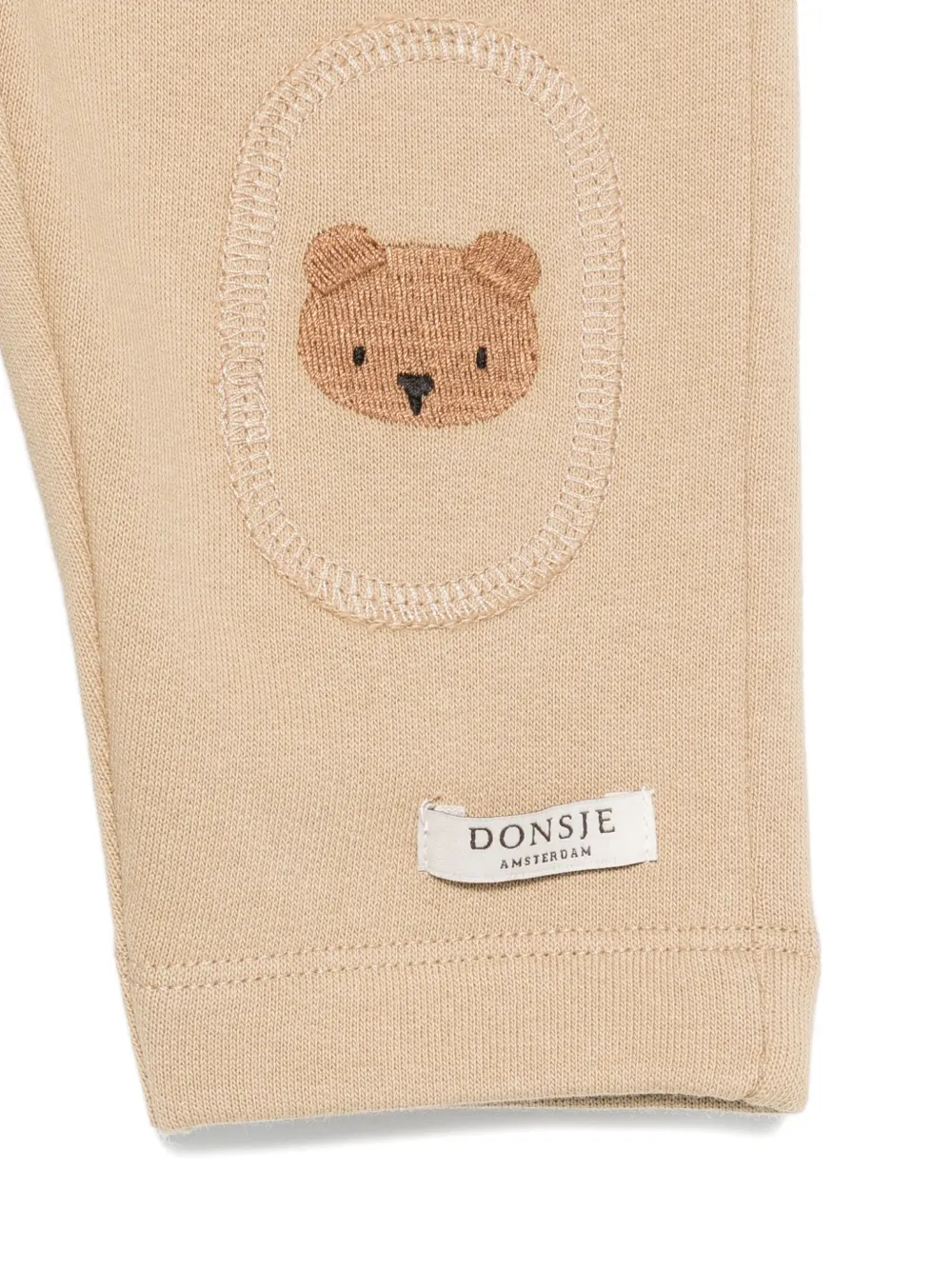 Donsje Broek met geborduurde beer Beige