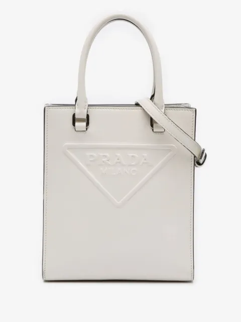 Prada Pre-Owned lille satchel-taske i kalveskind med logo fra 2013-2025