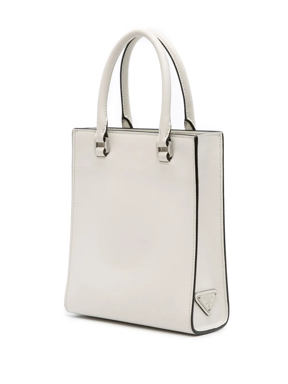  Prada Pre-owned 2013-2025 Mini Soft Calf Logo Drill Satchel - White 