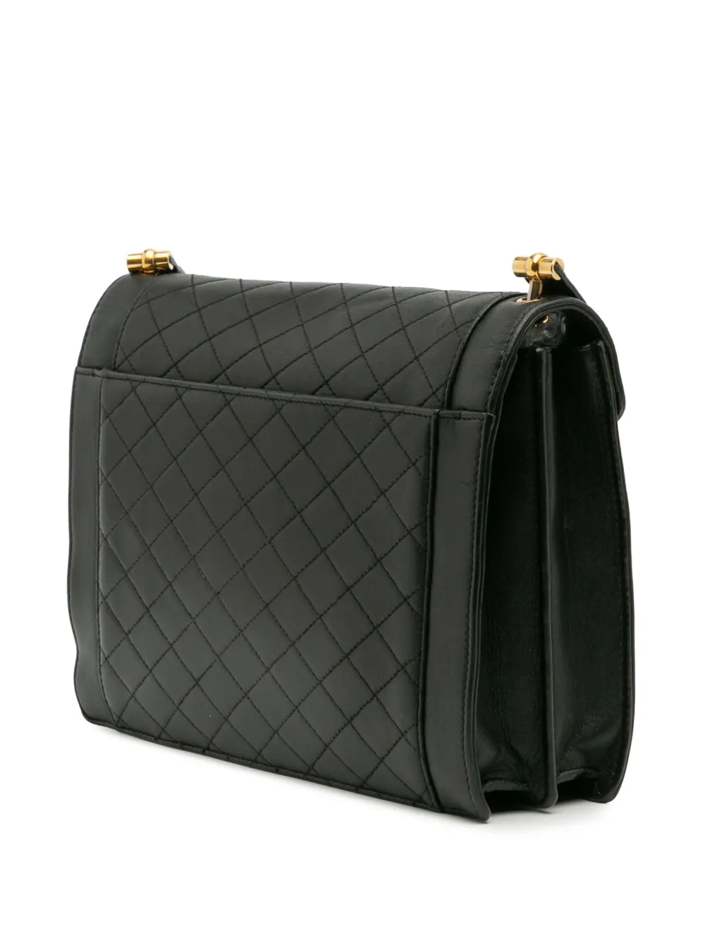 Pre-owned Saint Laurent 2021 Quilted Lambskin Gaby Shoulder Bag In Black