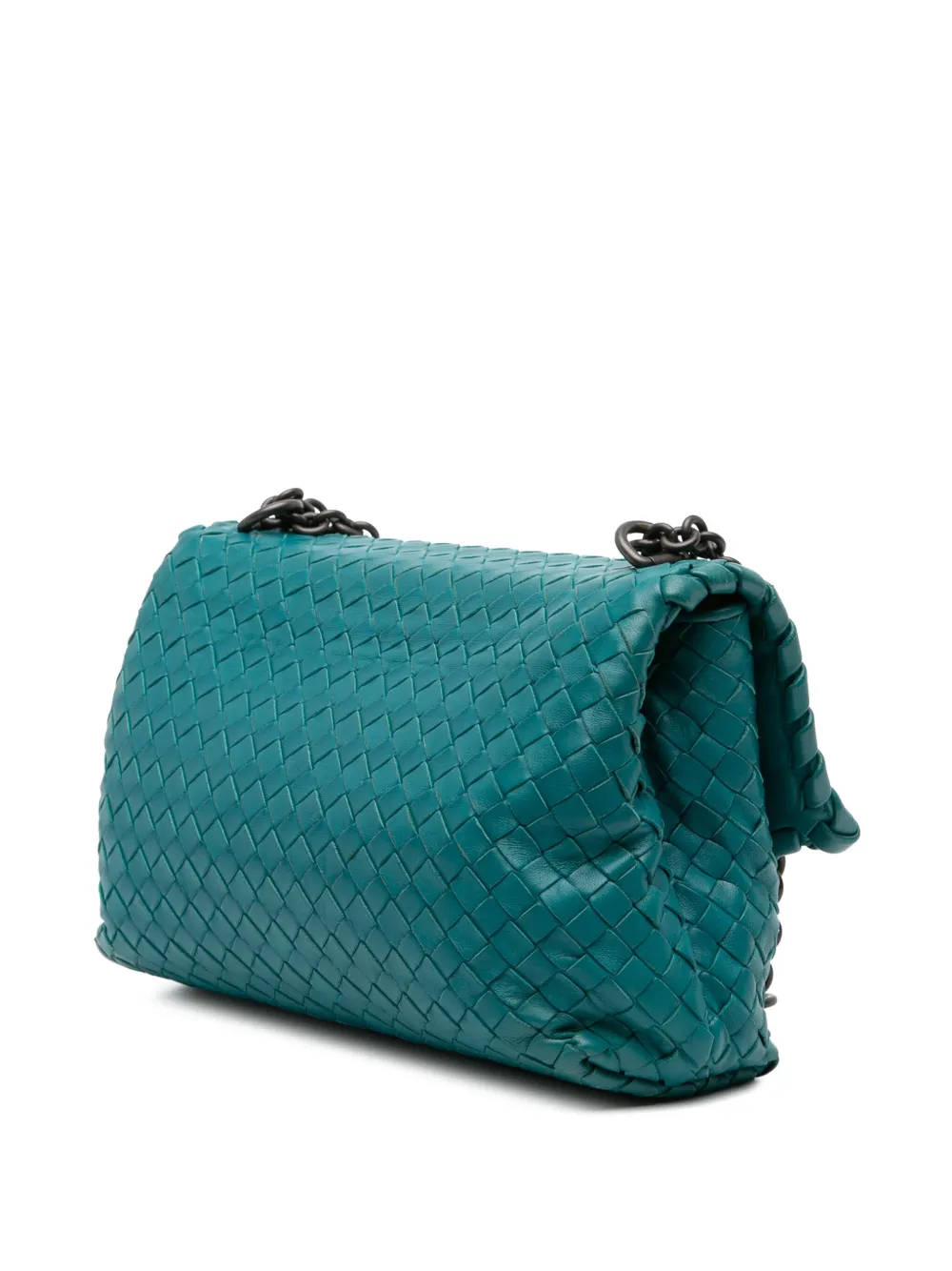 Pre-owned Bottega Veneta 2012-2025 Small Nappa Intrecciato Olimpia Shoulder Bag In Blue
