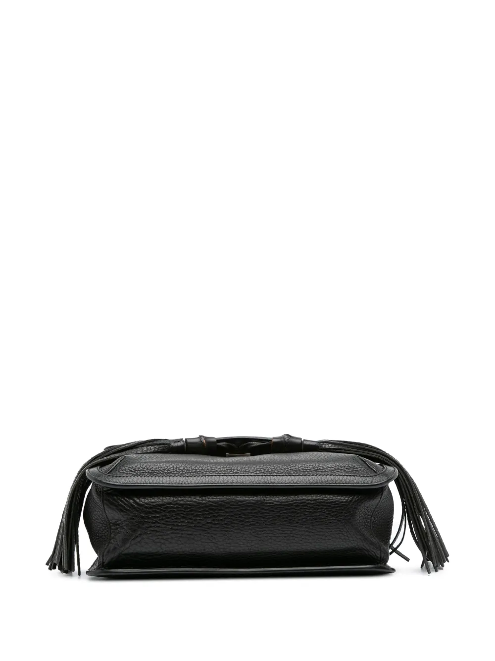 Pre-owned Gucci 2016-2025 Medium Leather Bamboo Daily Crossbody Bag In Black