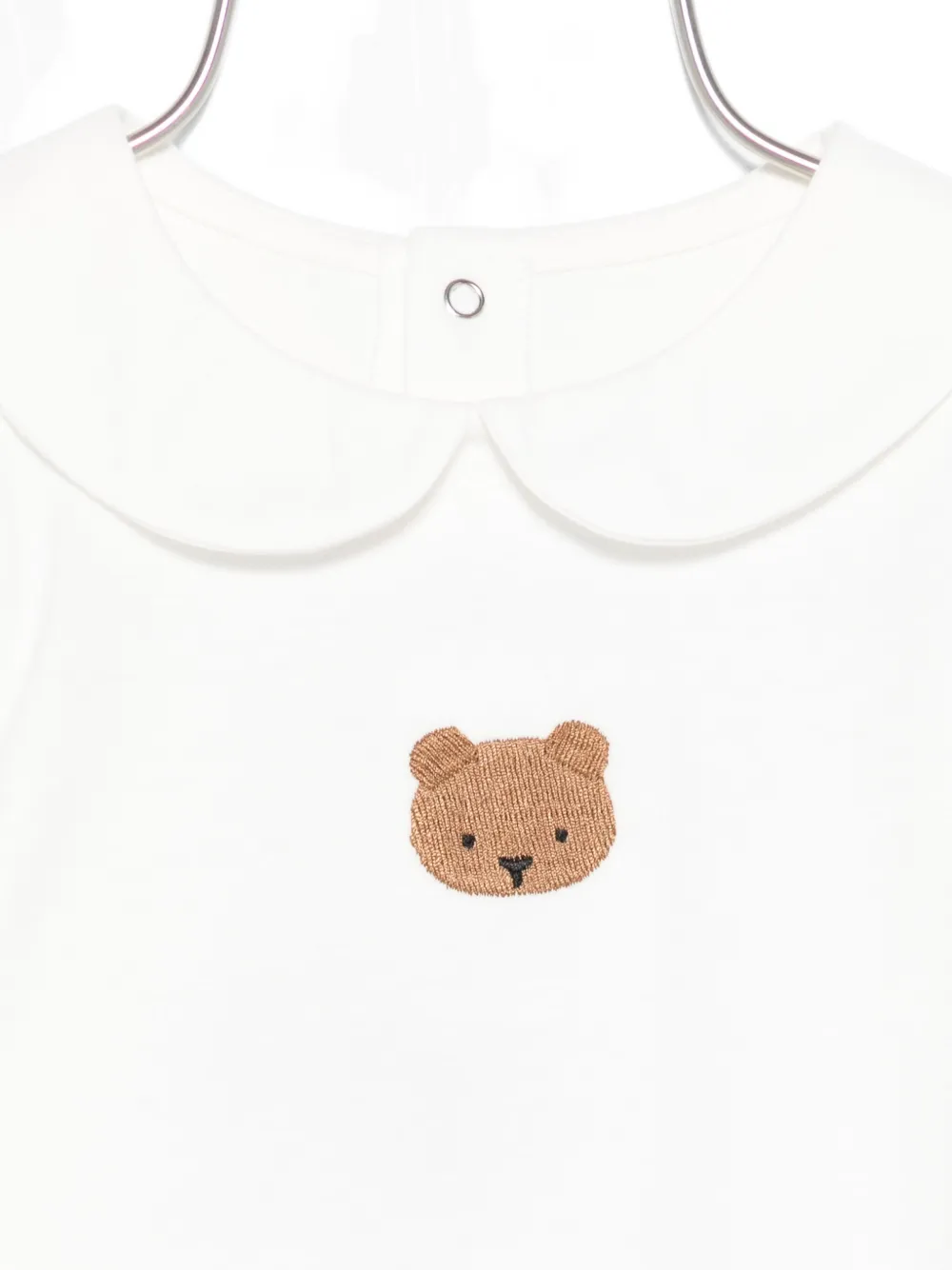 Donsje Peter-pan-collar Bear-embroidered Bodysuit In White