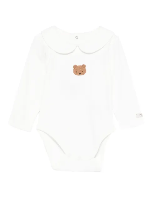 Donsje peter-pan-collar bear-embroidered bodysuit