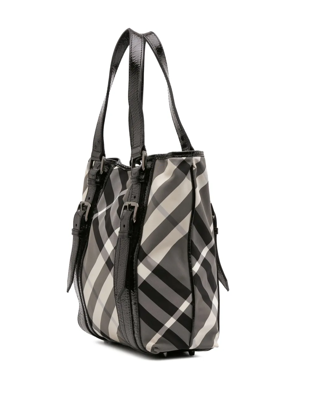 Pre-owned Burberry 2000-2017 Small Beat Check Nylon Victoria Tote Bag In Black