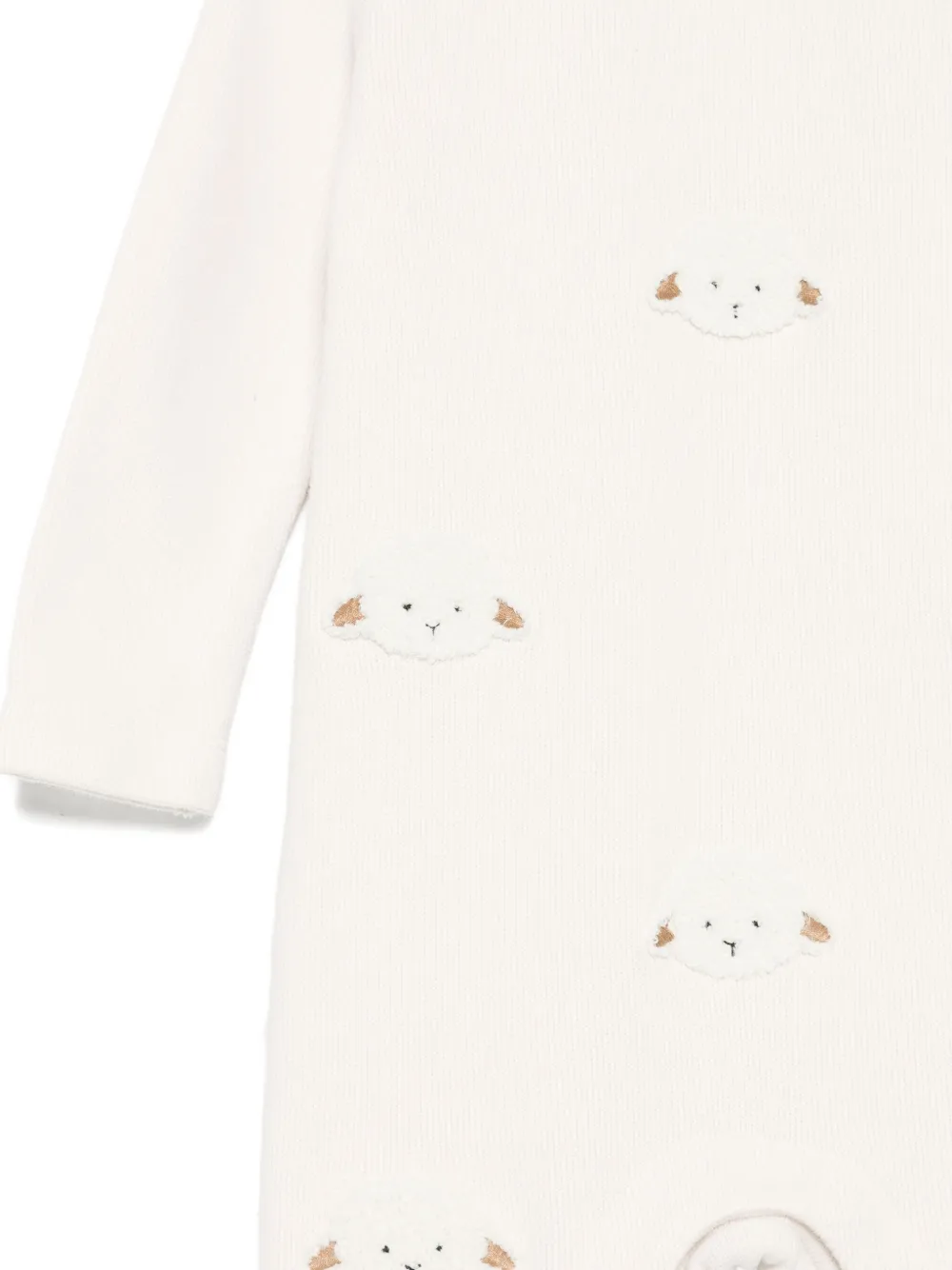 Donsje Geribbelde romper met lam-applicatie Wit