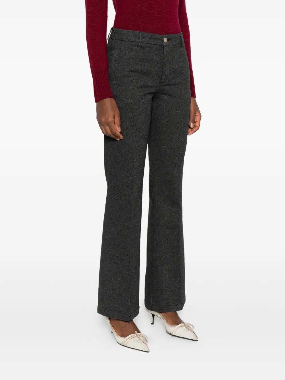 40 Weft Chevron-patterned Pants In Gray