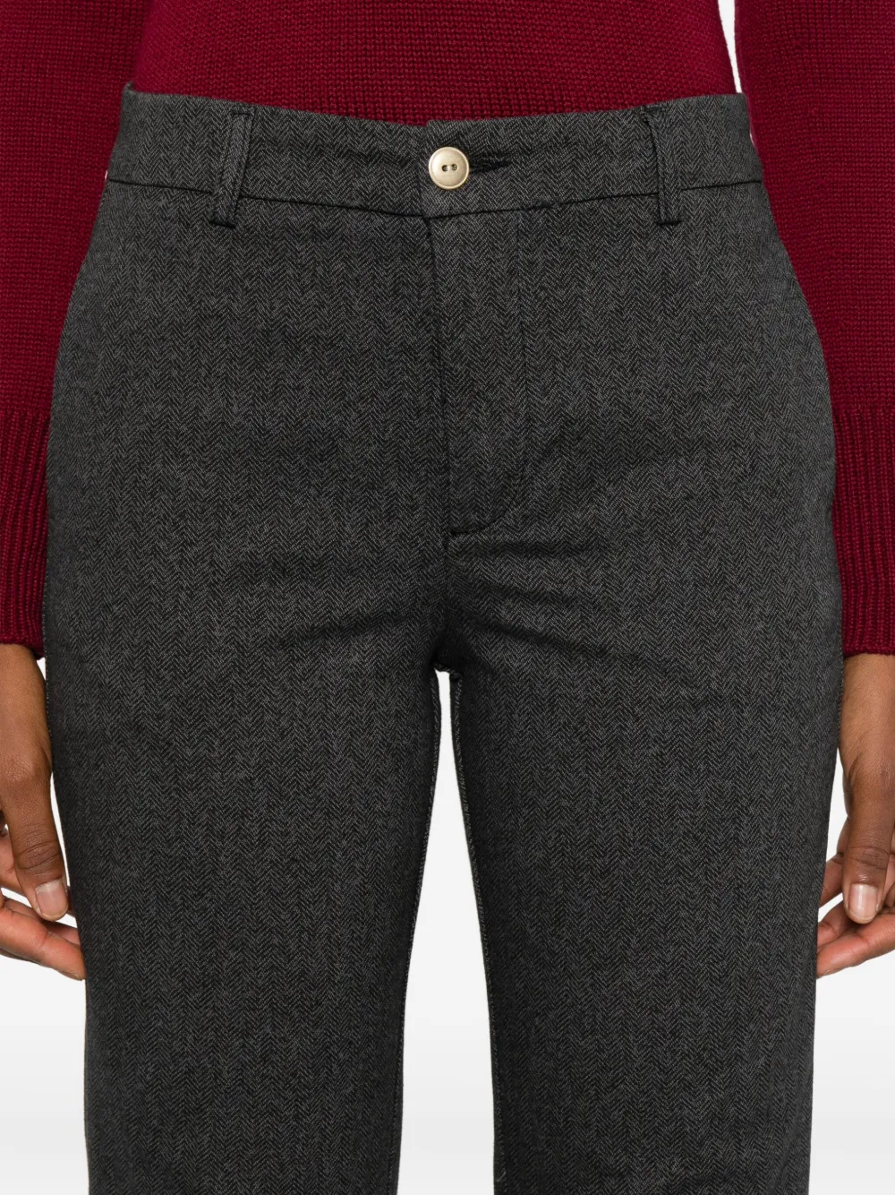40 Weft Chevron-patterned Pants In Gray