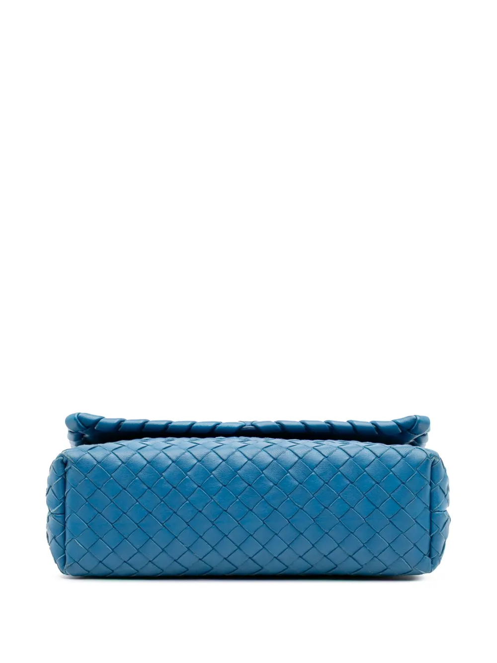 Pre-owned Bottega Veneta 2012-2025 Baby Nappa Intrecciato Olimpia Crossbody Bag In Blue