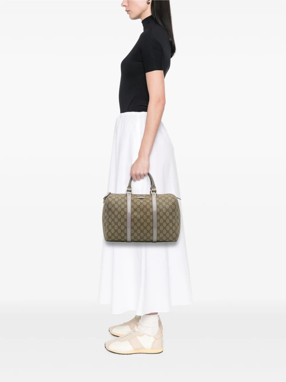 Pre-owned Gucci 2016-2025 Gg Supreme Joy Boston Bag In Brown