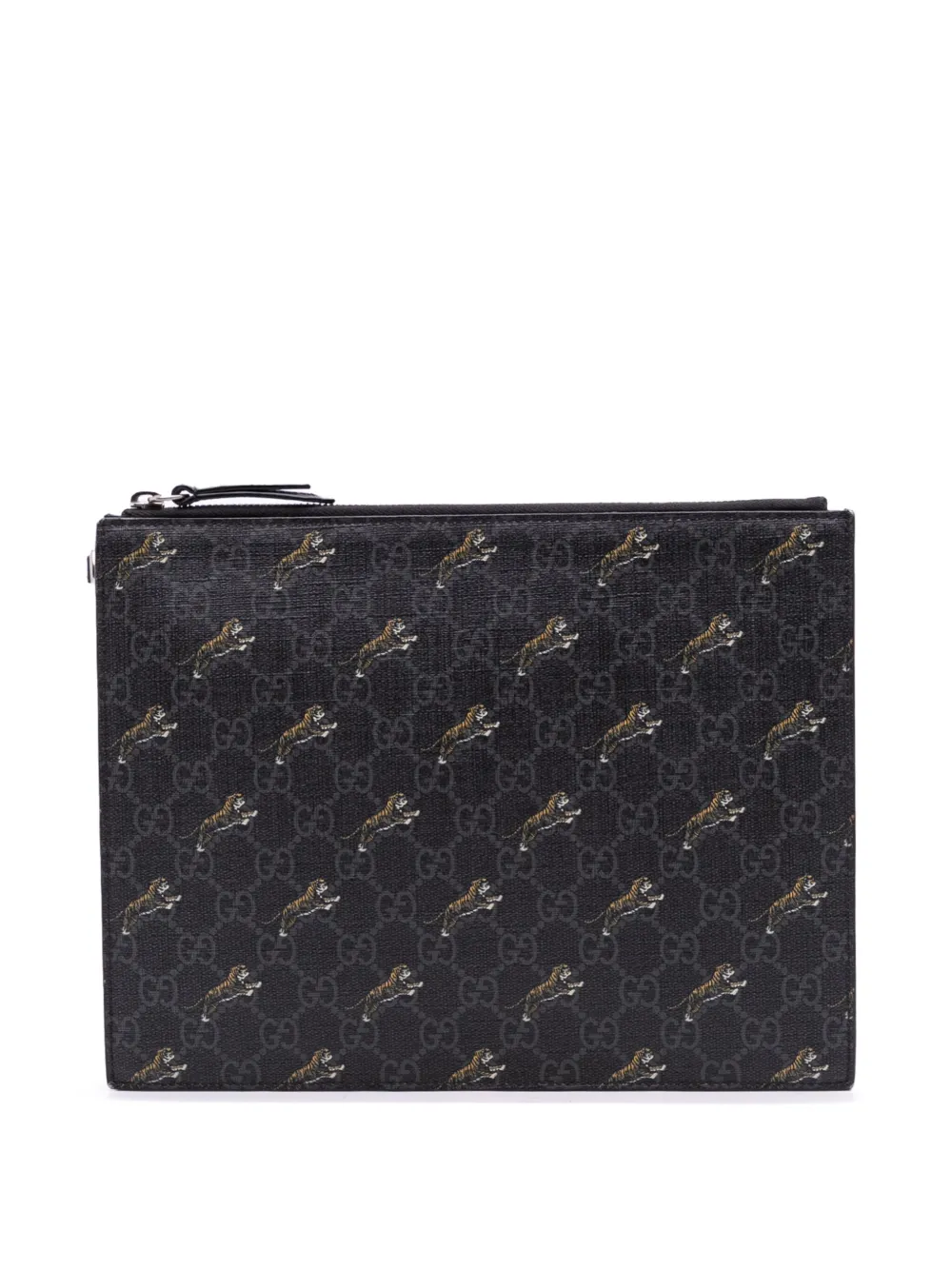 Gucci Pre-Owned 2000-2015 GG Supreme Tigers Zip Wristlet Pouch clutch bag | Black | Image 1