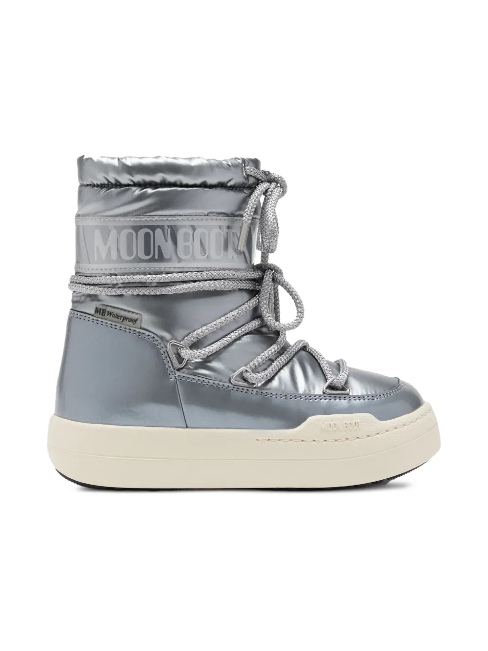 Moon Boot Kids logo-print lace-up boots | Silver | Image 1