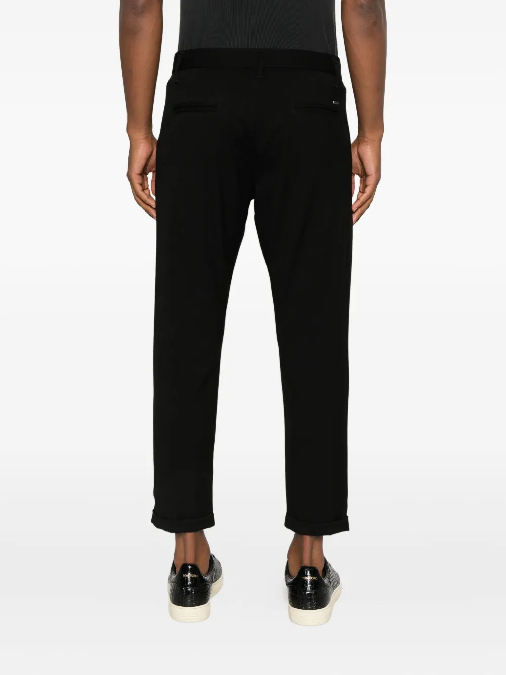IMPERIAL Katoenen broek met omgeslagen zoom Zwart