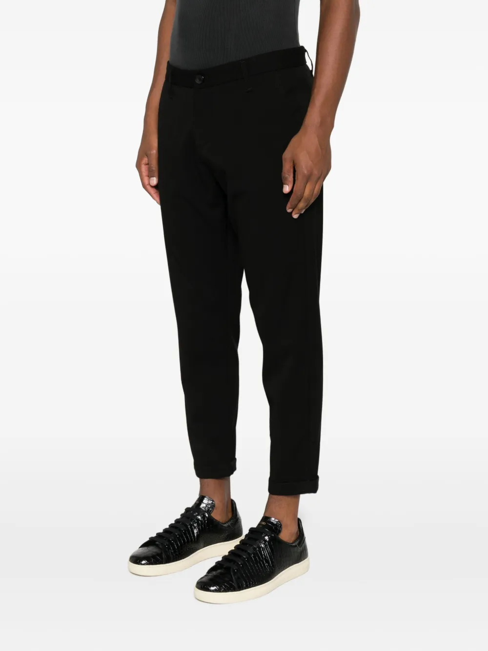 IMPERIAL Katoenen broek met omgeslagen zoom Zwart
