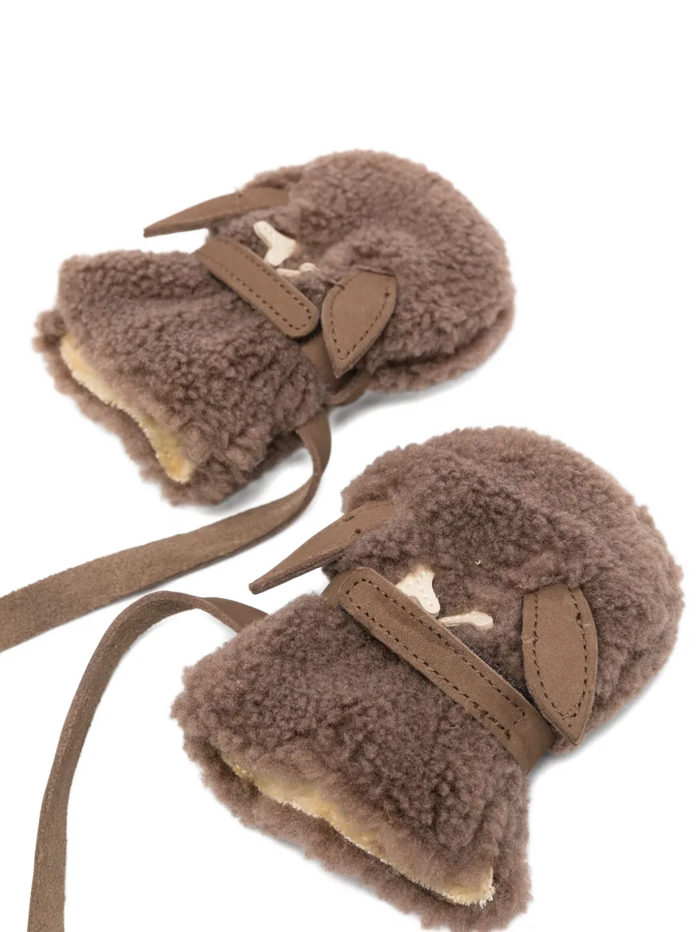 Donsje Faux-shearling Mittens In Brown