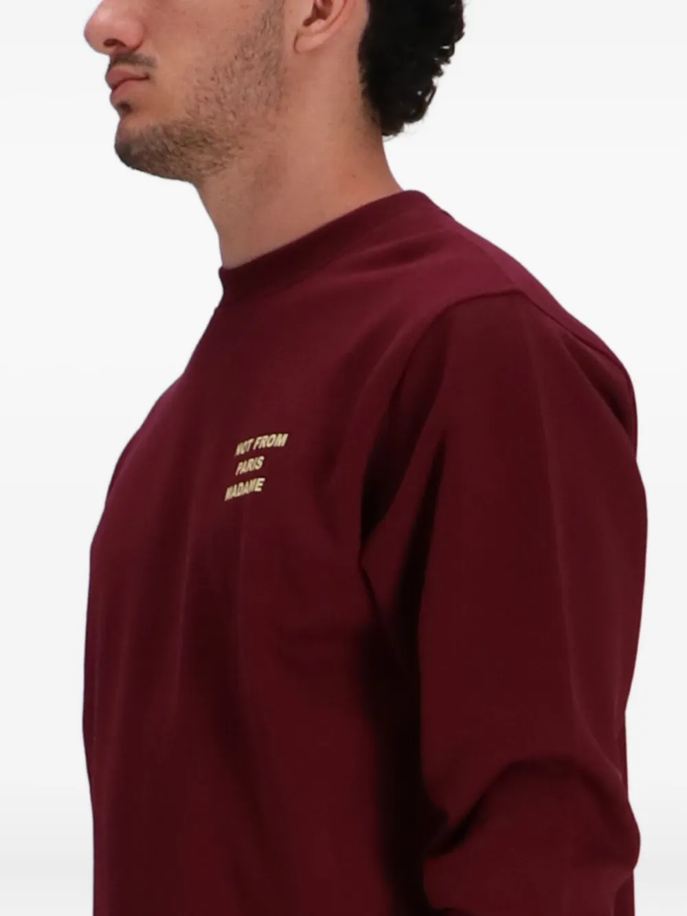 Drôle De Monsieur Crewneck Long Sleeve Printed Slogan Sweatshirt In Red