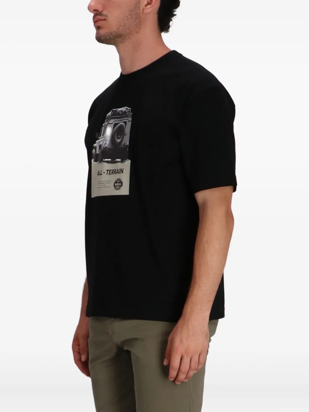 BOSS Katoenen T-shirt met print Zwart