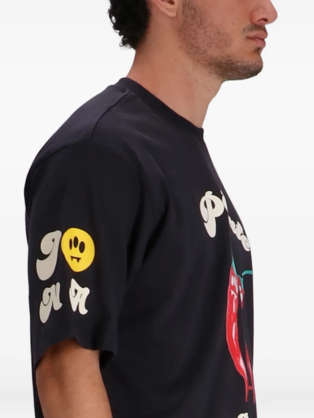 BARROW Katoenen T-shirt met print Blauw