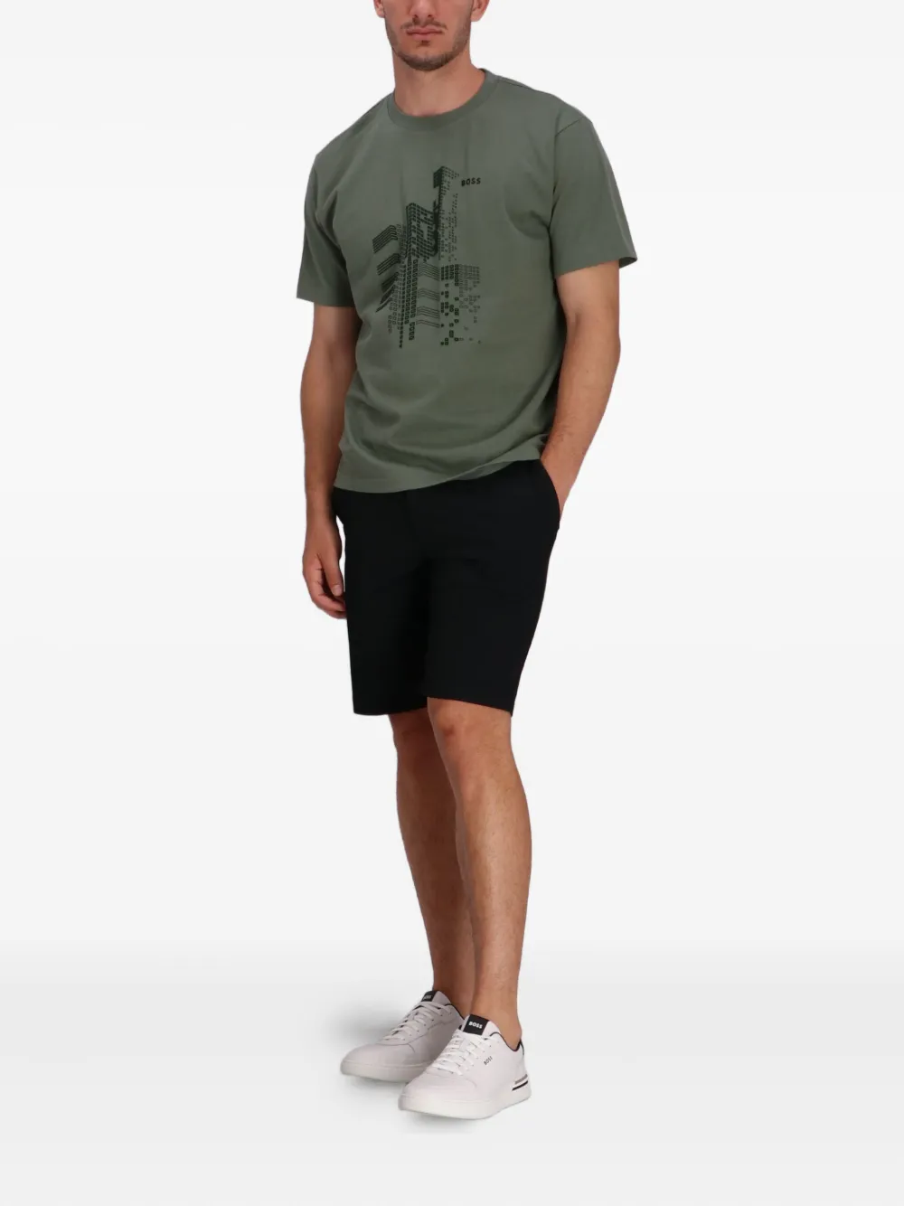 BOSS T-shirt met grafische print - Groen