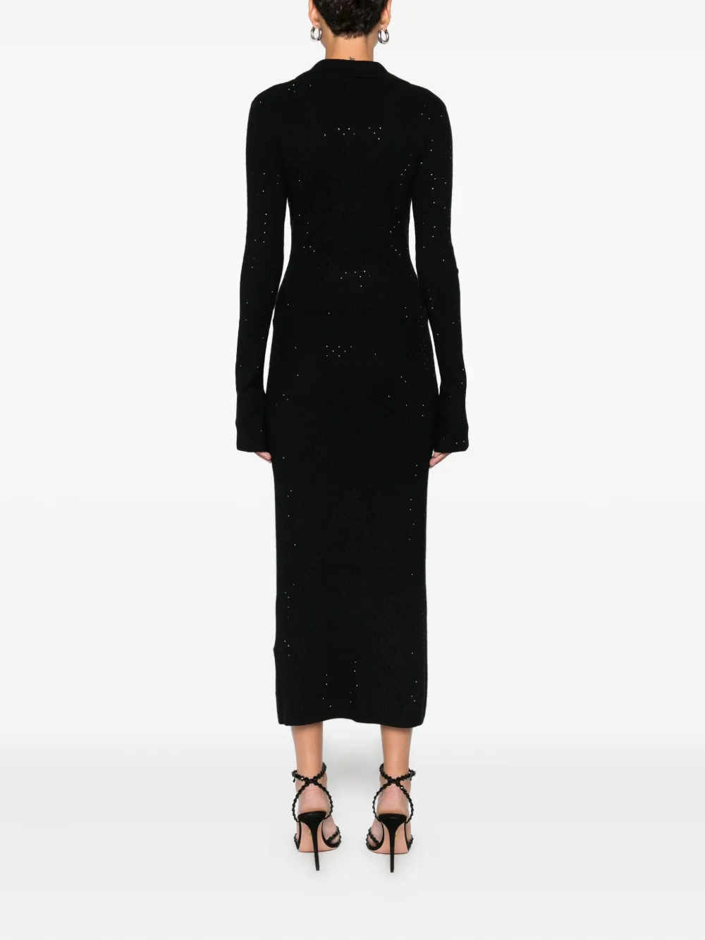 Patrizia Pepe Embellished Button-front Midi Dress In Black