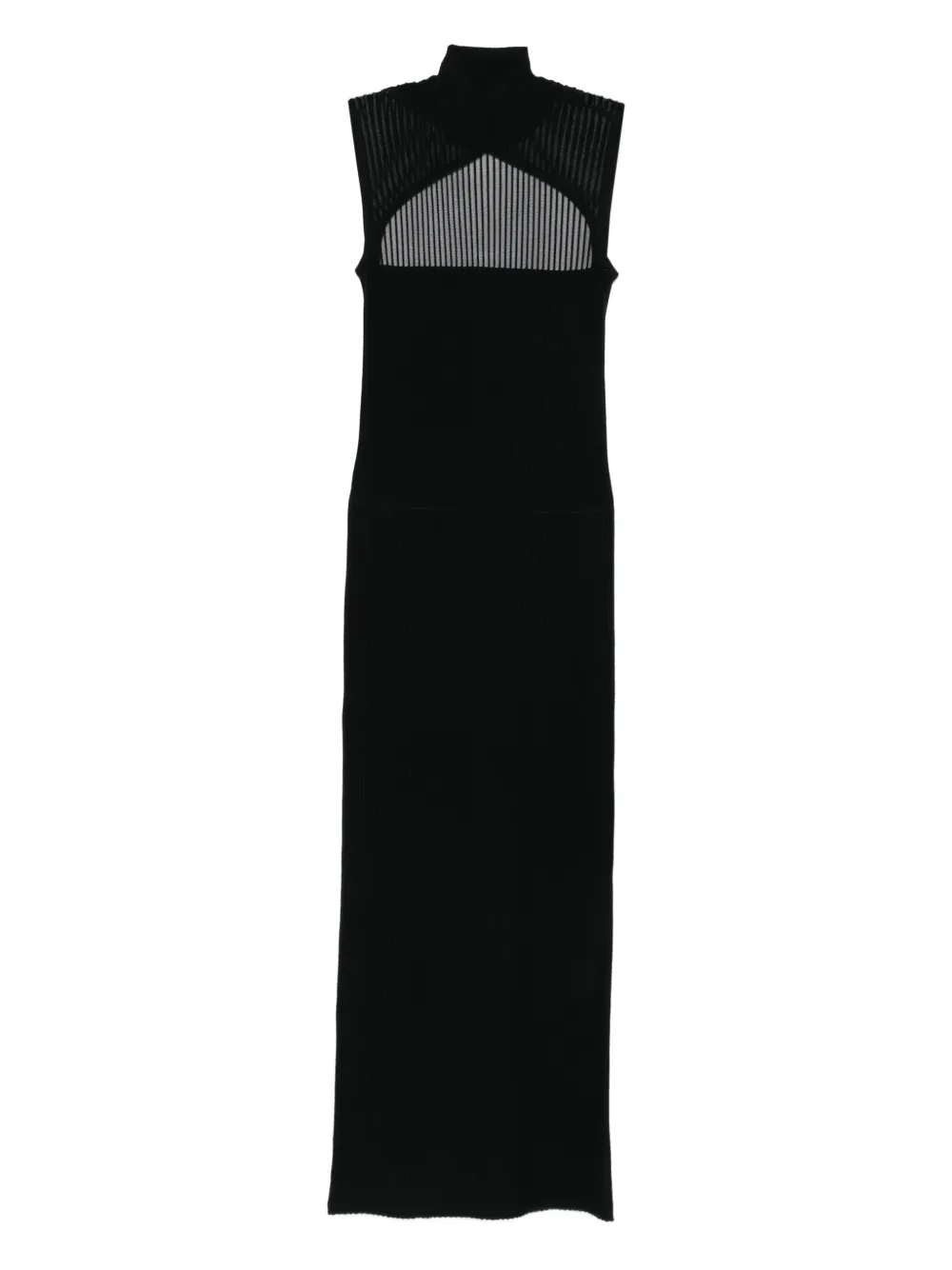 Patrizia Pepe Ribbed High-neck Dress In Black