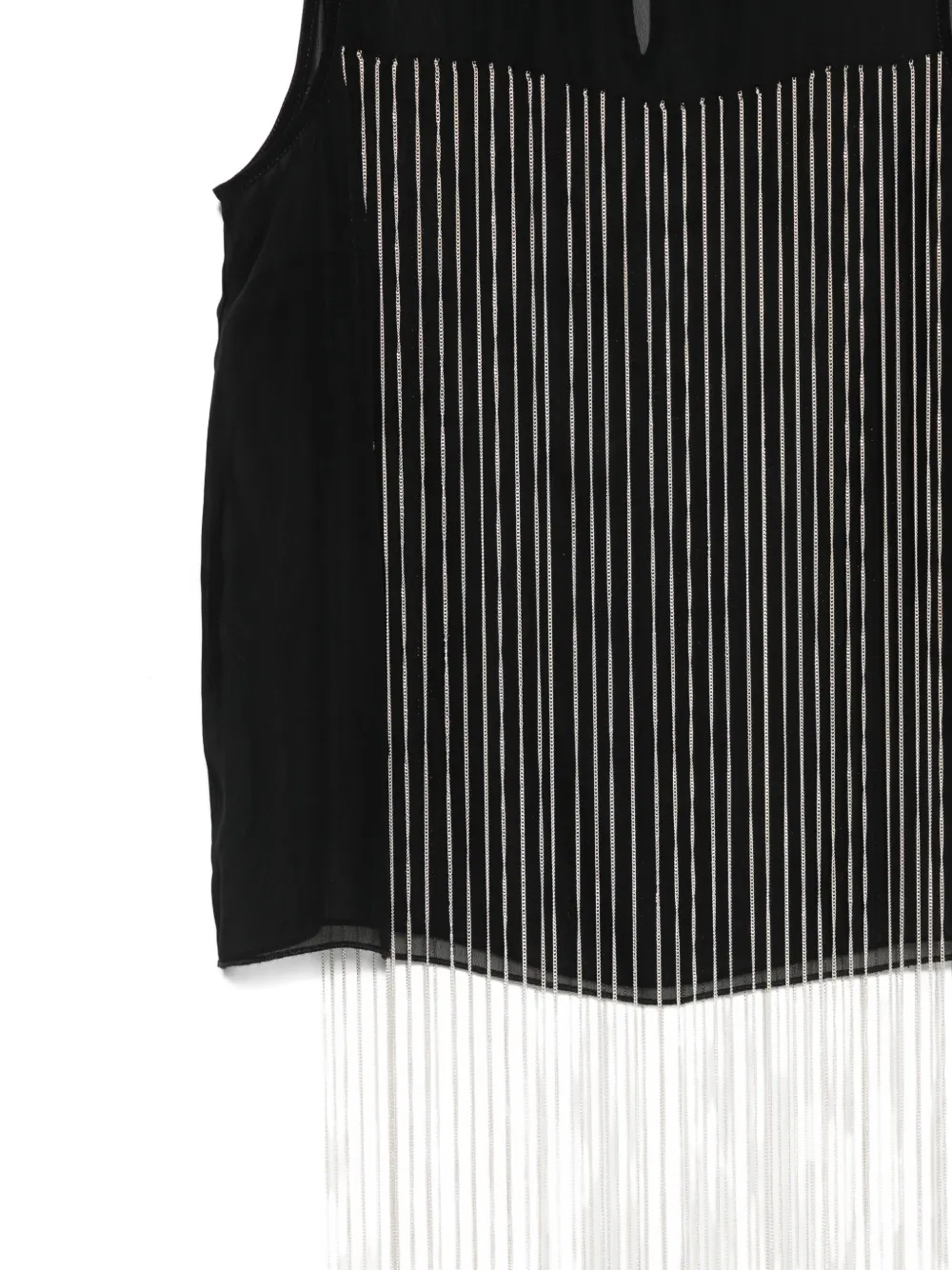 Patrizia Pepe Sheer-panel Fringed Top In Black