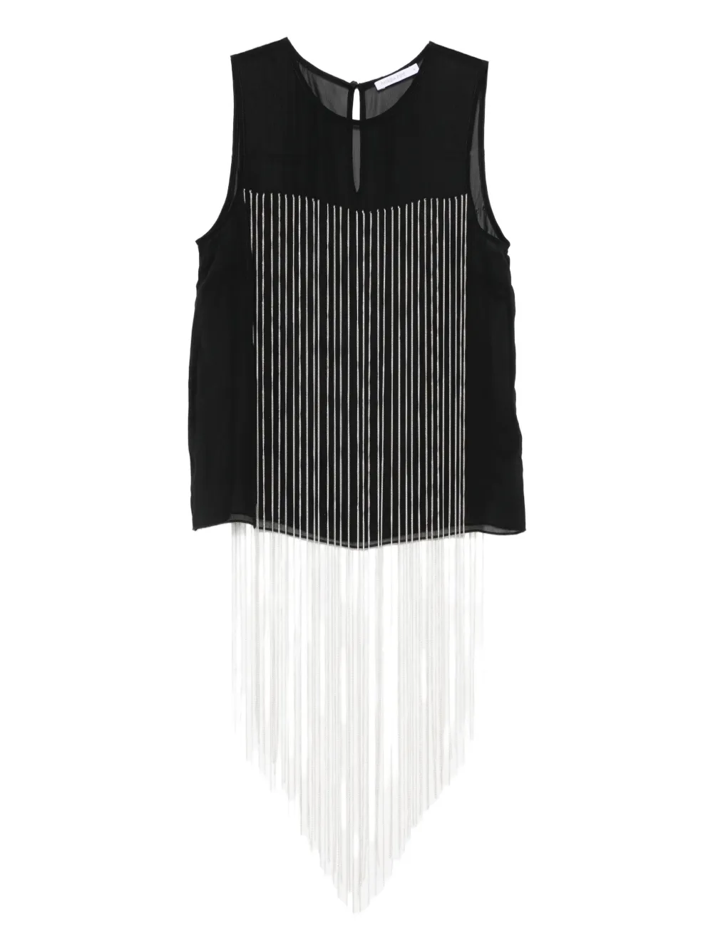 Patrizia Pepe sheer-panel fringed top | Black | Image 1